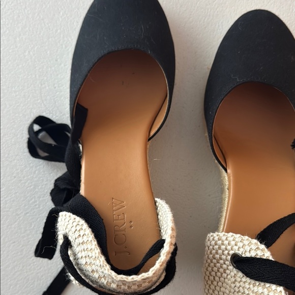 J Crew Black and Cream Espadrille Wedge Sandals - Picture 2 of 3